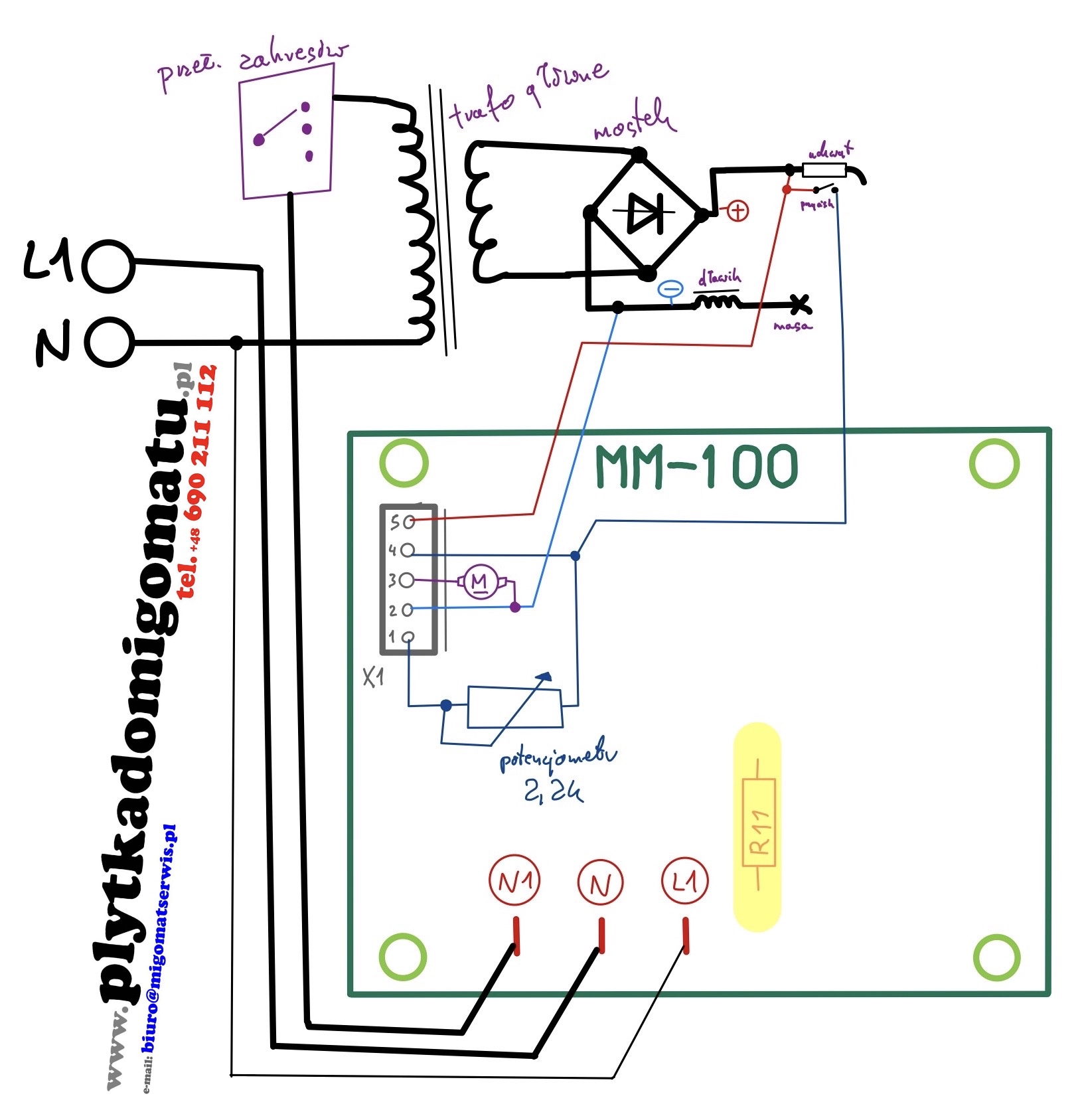 MM100 schemat podłączenia MM-100
