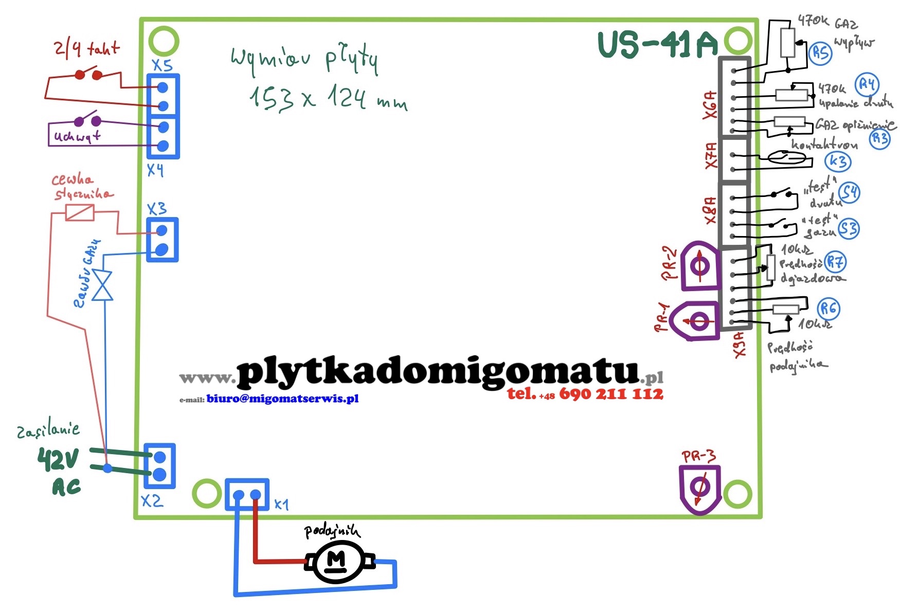 US41A schemat podłączenia US-41A
