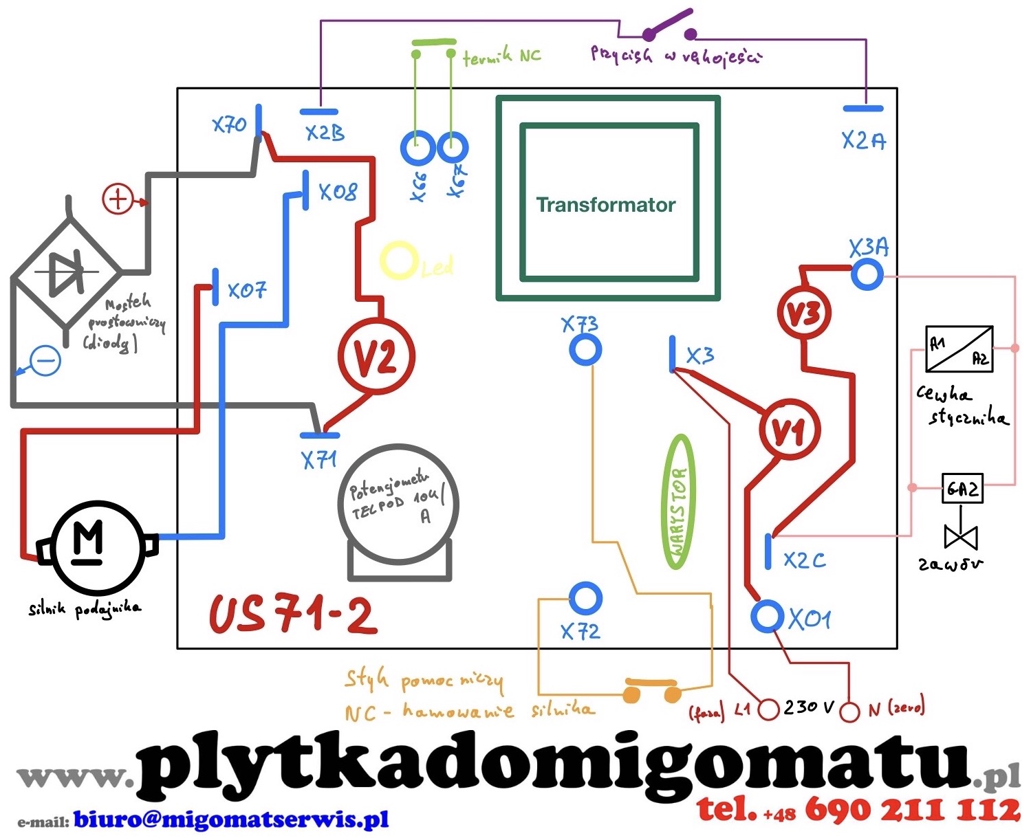 US71-2 schemat podłączenia
