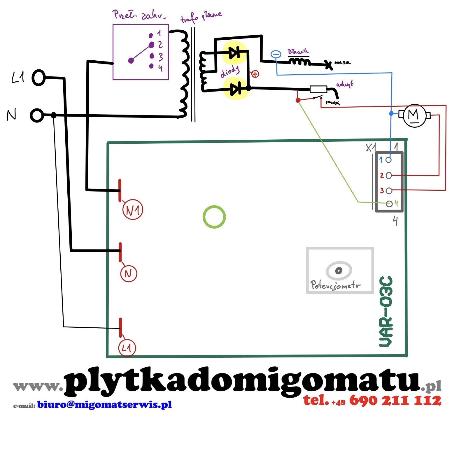 VAR03C schemat podłączenia VAR-03C